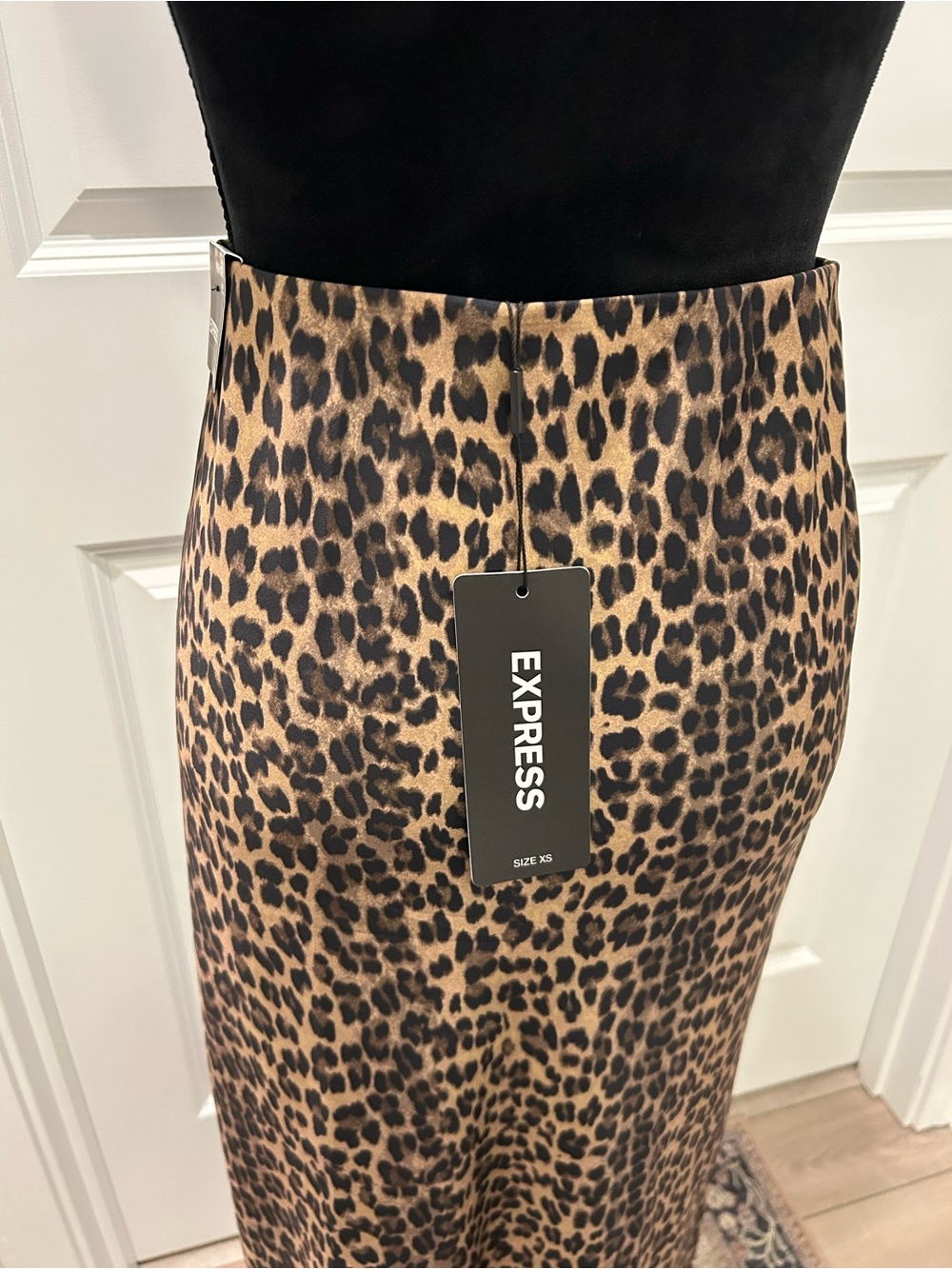 NWT Express Leopard Print High Waist Midi Skirt — Brown & Black XS